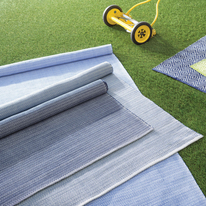 Dash and Albert Rugs Herringbone Handmade Flatweave Blue/White Indoor